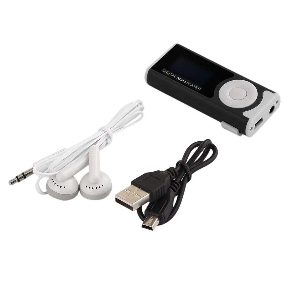Портативный mp3 плеер ЖК экран USB мини с клипсой LED свет стерео супер бас
