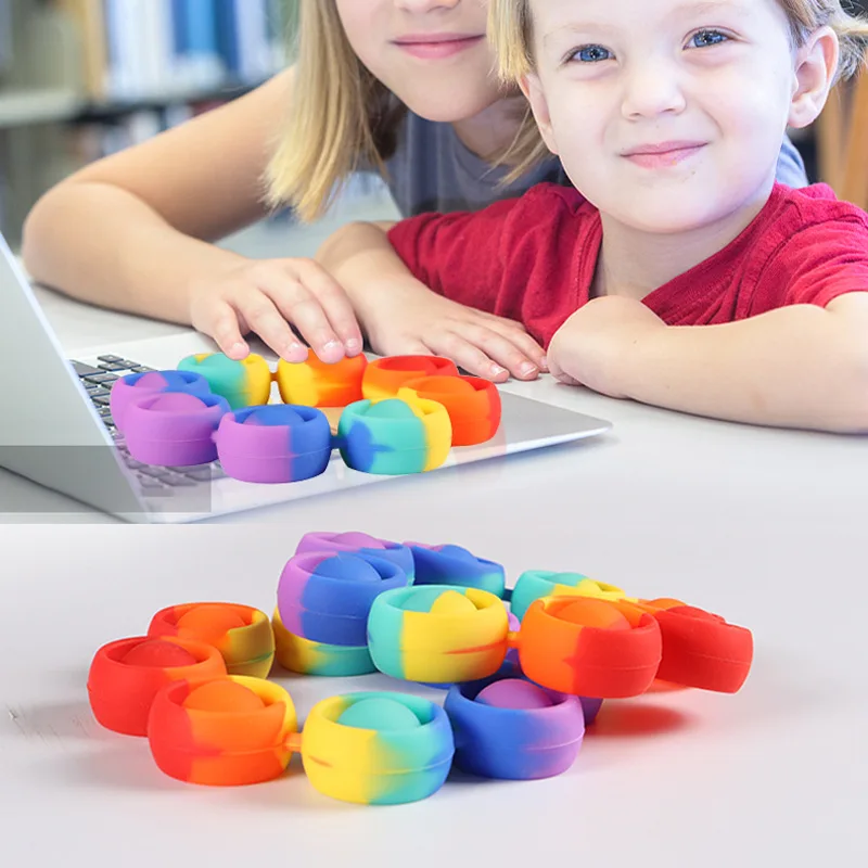 

Fidget Reliver Stress Toys Rainbow Bracelet Push Bubble Antistress Adult Children Sensory Toys