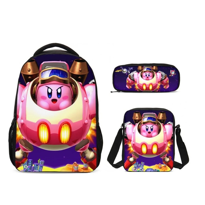 Kawaii Hoshino Kirby 3D принт студенческий рюкзак 3 шт./компл. мужские повседневные школьные