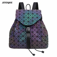 jzyzqbx luminous back pack fashion personality three dimensional bag gradient geometric rhombus travel bag waterproof back packs