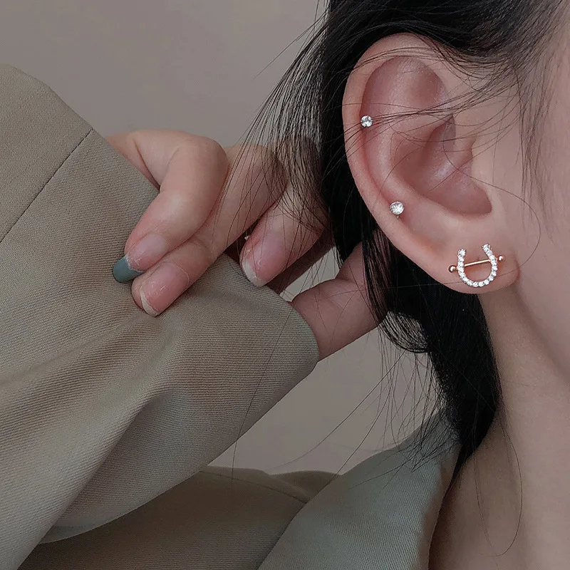 

Fashion Tassel Crystal Letter U Shape Earrings For Women 925 Sterling Silver Jewelry Pendientes Trendy eh898