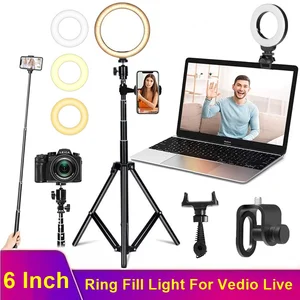 tongdaytech 6 inch dimmable led selfie ring fill light phone camera photo ringlight with tripod for computer makeup video live free global shipping