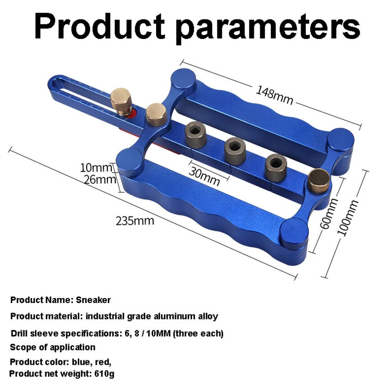 Красный круглый деревянный манипулятор 6/8/10 мм с вертикальной шкалой|сверлильные