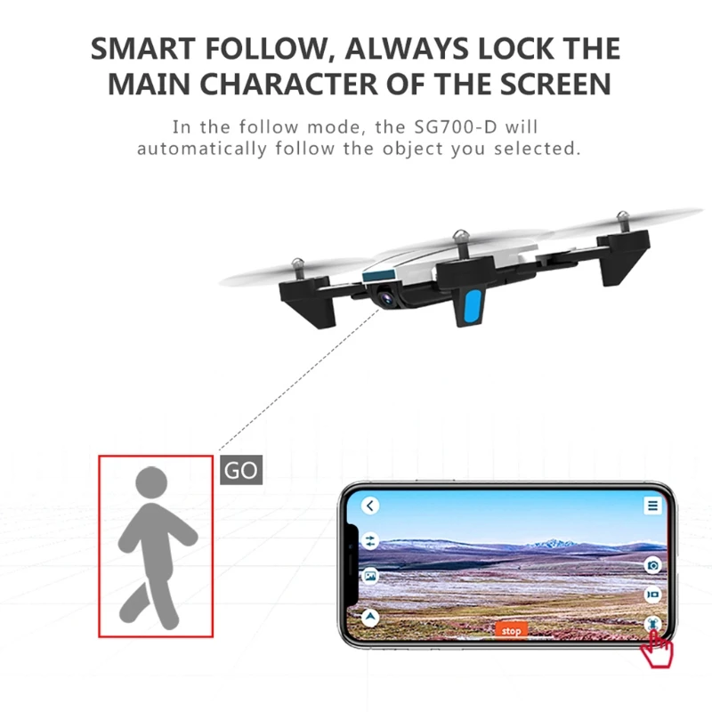 

SG700-D Mini WiFi FPV RC Drone 1080P Wide Angle Camera Foldable Arm Quadcopter Helicopter
