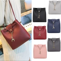 pu leather bucket bags large capacity tote bag women handbag casual solid color shoulder messenger bags for ladies purse