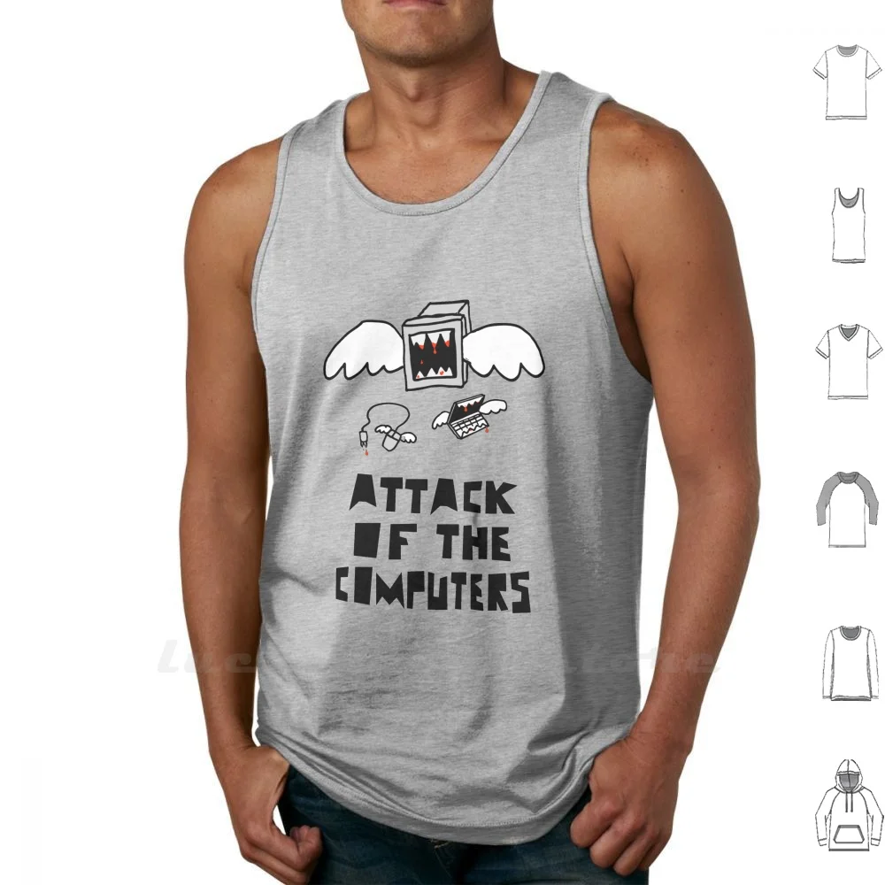

Attack Of The Computers Tank Tops Vest Sleeveless Mixed Art Attack Of The Computers Computer Laptop Cool Geek
