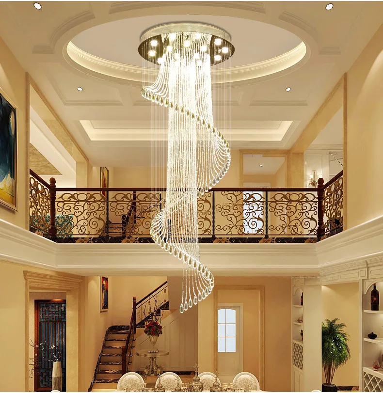 

Хрустальная люстра с юбкой, длинная лампа для виллы, дуплексной лестницы, гостиничного клуба, гостиной, инженерное освещение