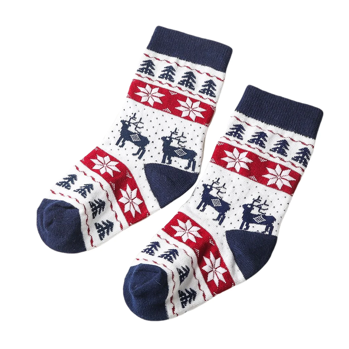 

1Pair Winter Stockings Christmas Floral Print Socks Breathable Long Tube Socks for Kids Adults
