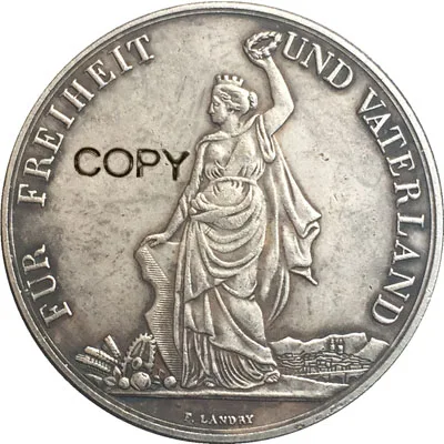 

Швейцария, 1872 г., 5 френкен, копия монет для фестиваля съемки