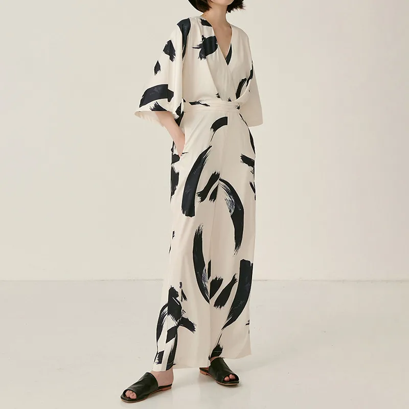 Высококачественный весенний 2019 женский комбинезон новый с отложным воротником