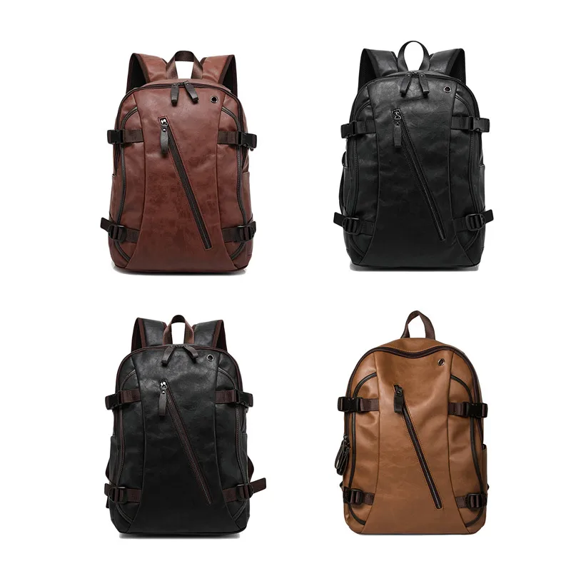 

Рюкзак мужской из ПУ кожи, деловой Повседневный водонепроницаемый рюкзак для ноутбука, Модный черный