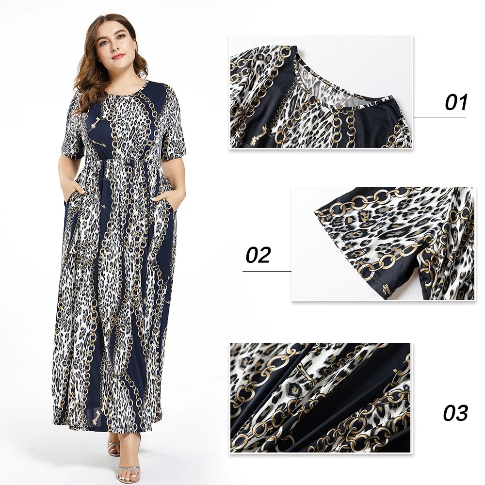 

Ramadan Turkey India Muslim Dress Leopard Print Abaya Duabi Arabic Vestidos Moroccon Kaftan Islamic Clothing Jilbab Gown Robe