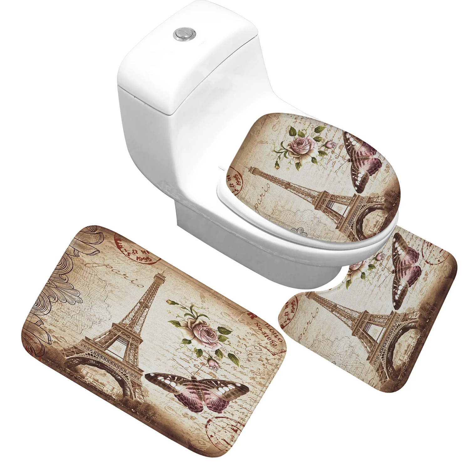 

Zeegle Bath Mat Set Anti Slip Toilet Seat Cover Absorbent Toilet Pedestal Rug Foot Mat Bathroom Doormat Shower Mat Toilet Set