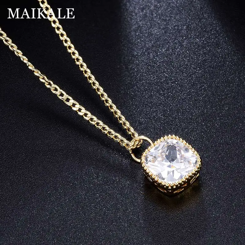 Женское простое золотое ожерелье MAIKALE с квадратным кубическим цирконием класса
