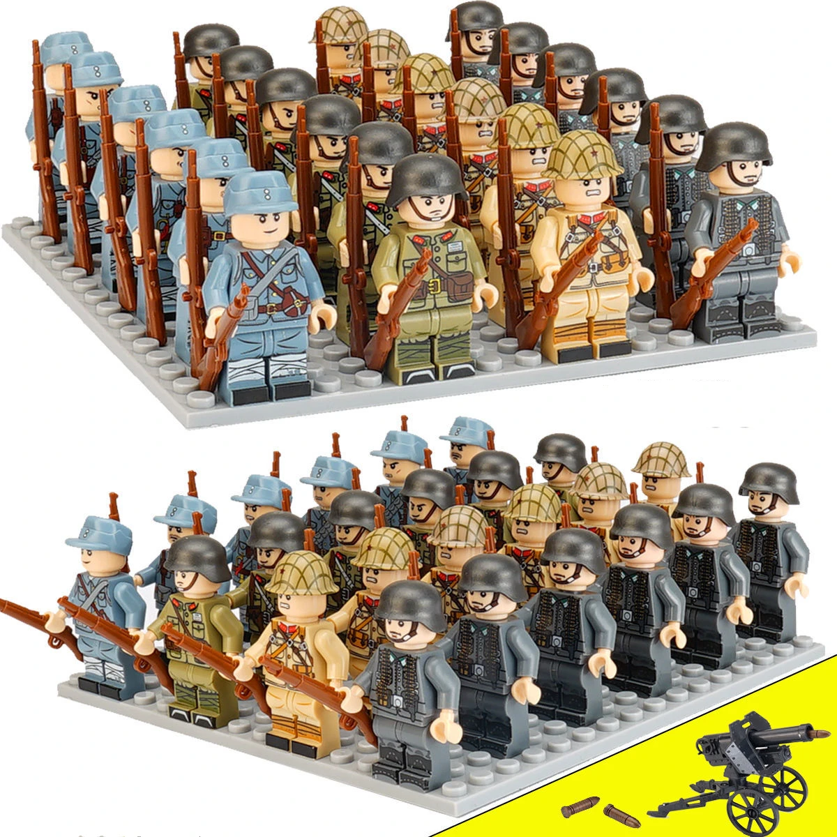 

Soldier Array With Base Plate And Accessories Rifle Small Particle Military Building Blocks Children's Toy Assembly War toys