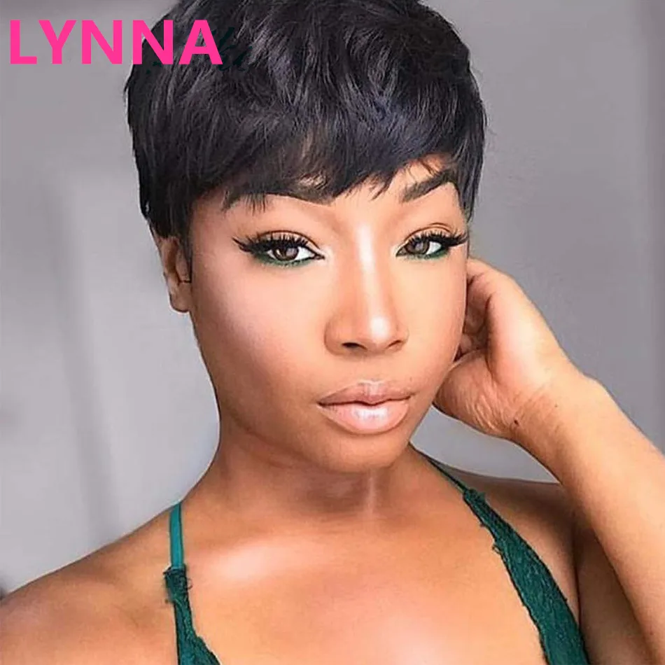 

Pixie Cut Wig Short Wigs Brazilian Straight Human Hair Wigs for Black Women Full Machine Wigs Remy Cheap Short Human Hair Wigs