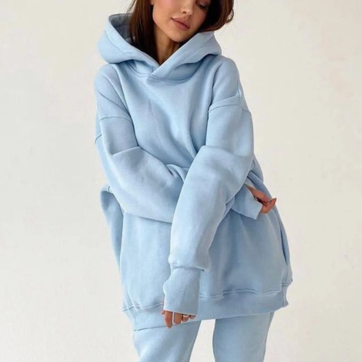 Oversized Women 2 Pieces Sweatsuits 2021 Fashion Hooded Sweatshirt Loose Sweatpants Sports Joggers Sets Autumn Tracksuit |