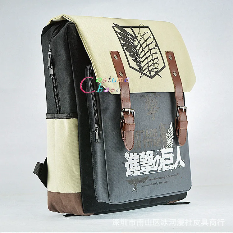 Холщовый Рюкзак на плечо с аниме атака Титанов дорожные сумки для подростков и