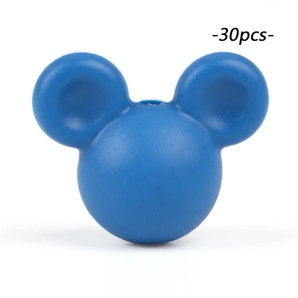vivid blue LOFCA 30 шт Микки силиконовые бусины BPA бесплатно мультфильм детские игрушки для прорезывания зубов пищевой силикон для кормления ожерелье для изготовления соски цепь - Цвет: vivid blue
