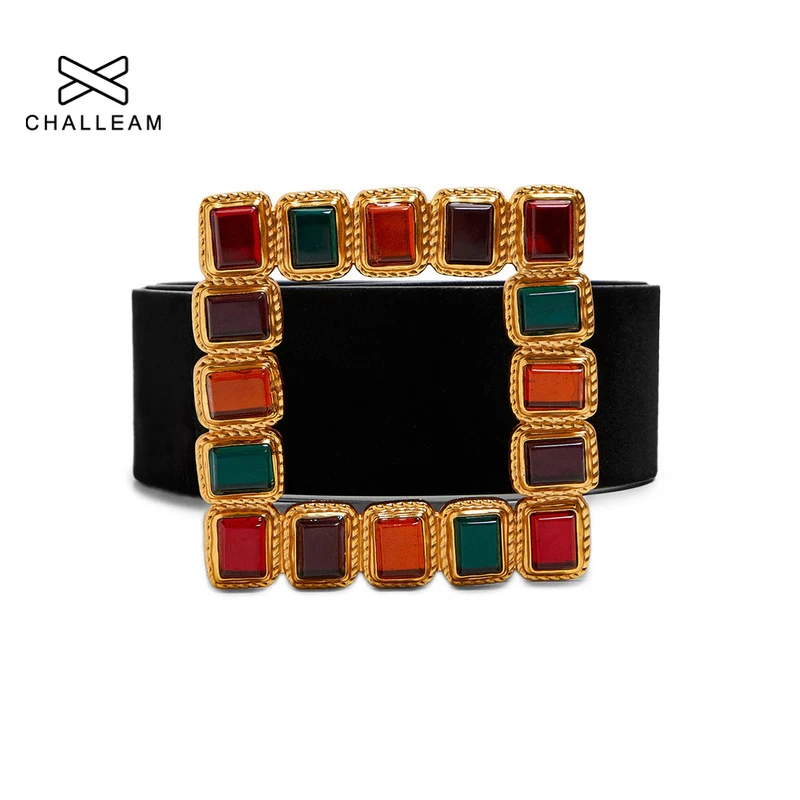 Женские винтажные ремни Harajuku Яркие модные квадратные большие роскошные