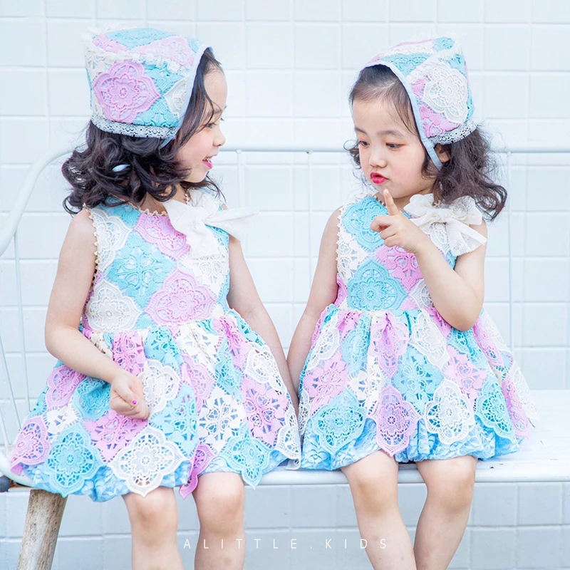 2020summer Spanish Children's Wear Princess Dress Children's Birthday Party Dress Baby Lace Dress 3pcs Kids Dresses for Girls