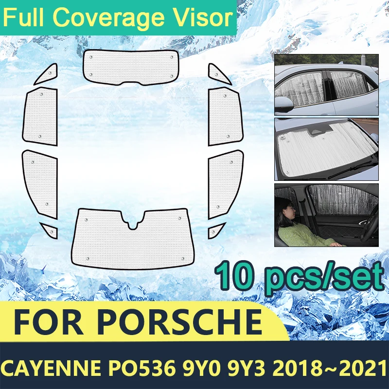 

Full Cover Sunshades For Porsche Cayenne PO536 9Y0 9Y3 2018 2019 2020 2021 Car Windshields Accessories Visor Sun Protection Side