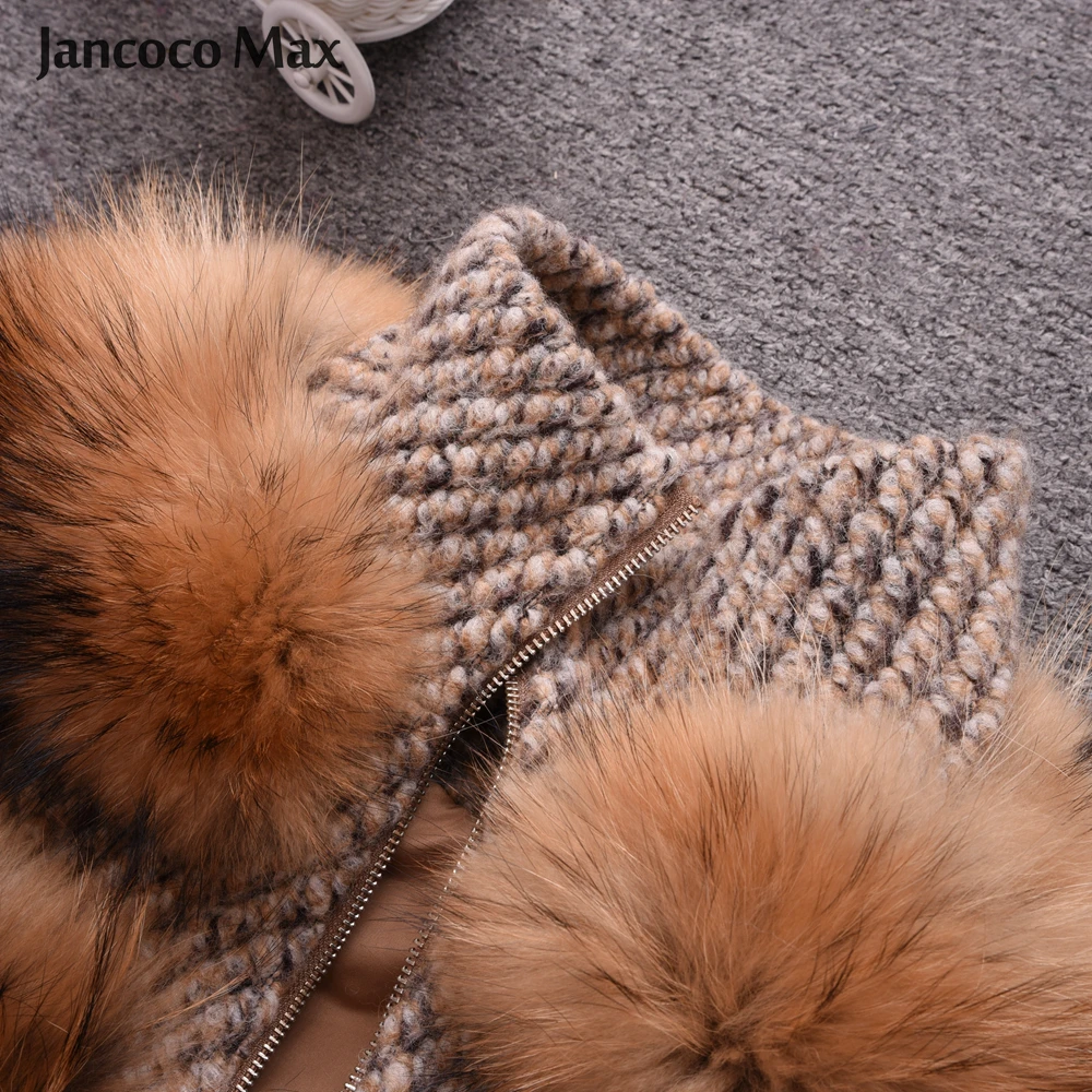 

Jancoco Max Real Raccoon Fur Jackets Female Fashion Natural Fur Coats Long Sleeve Winter Women Overcoat S7458