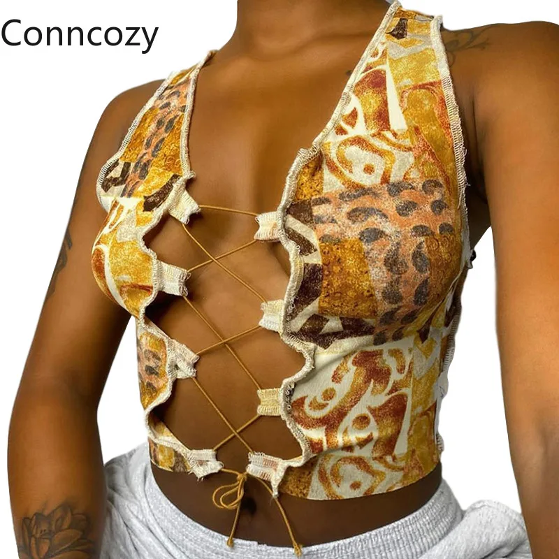 

2020 Autumn Tanks & Camis Women Tops Tees Fashion Leopard Printing T Shirt Street Hollow Out Cropped Top Sexy Slim Vest Clothing