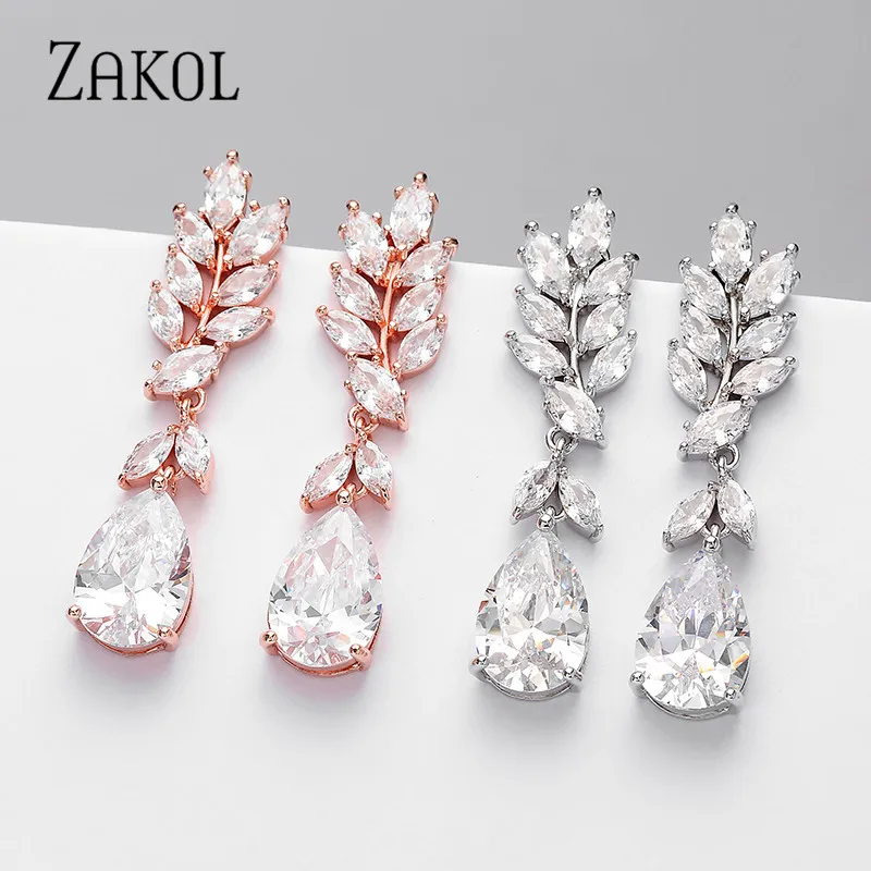 ZAKOL Роскошные Кристальные капли кубического циркония ювелирные изделия для