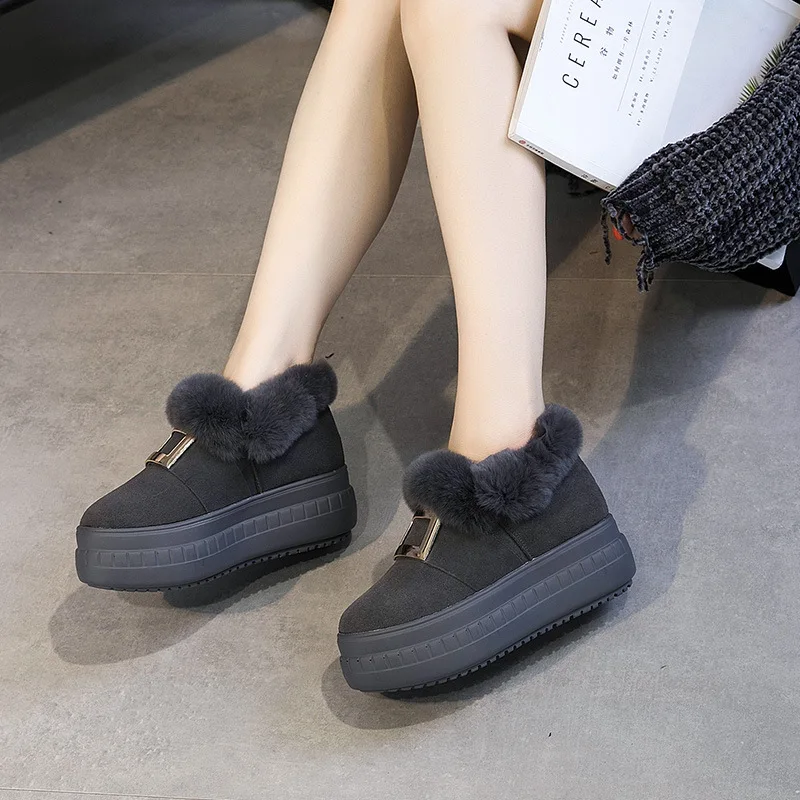 

SWYIVY Genuine Leather Snow Boots Women Rabbit Fur Warm Shoes New 2020 Platfrm Snow Boots For Women Casual Shoes Winter Fur