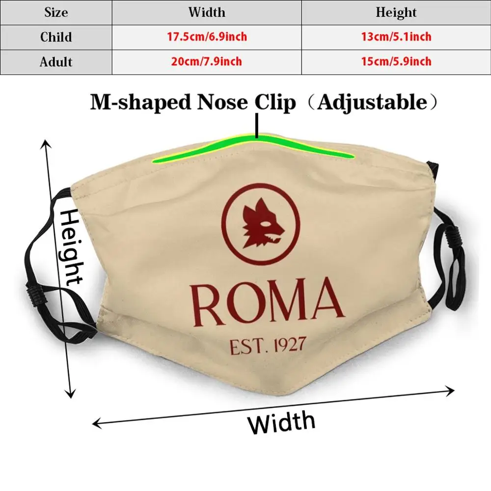 Маска для лица As Roma Euro League многоразовая с фильтром Pm2.5 поляризационная