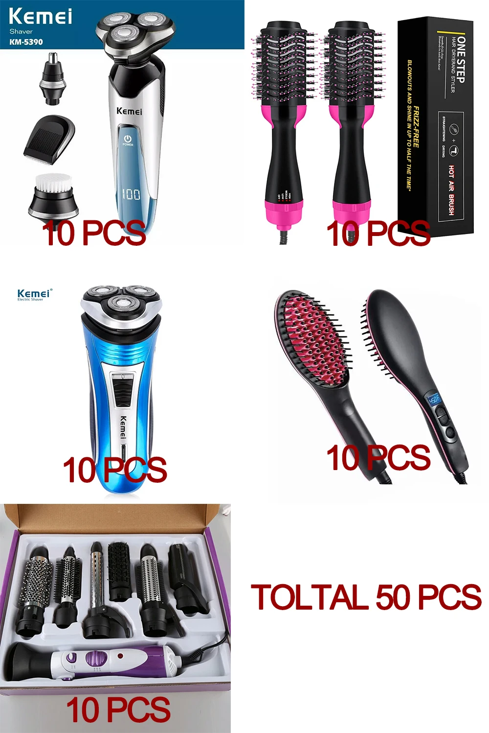 Оптовая продажа 20 кистей для волос + 10 KEMEI бритв |