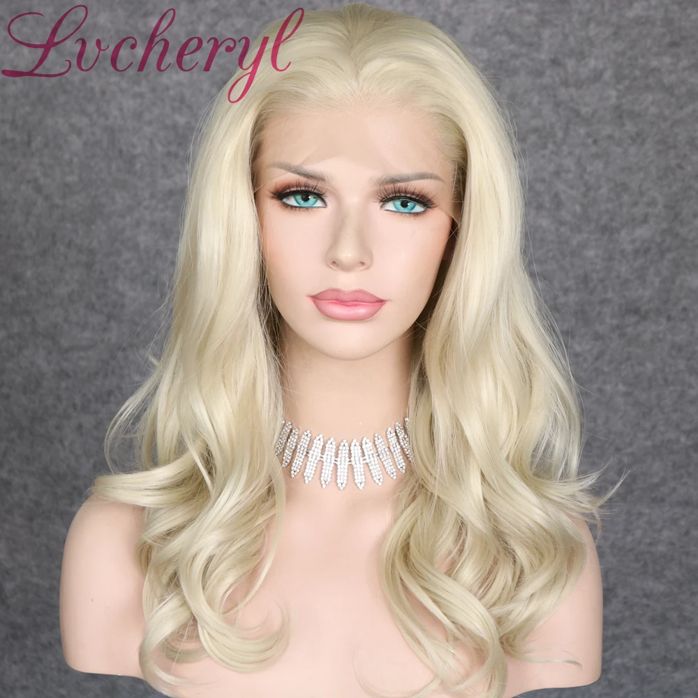 Lvcheryl синтетические кружевные передние парики Платиновые светлые короткие