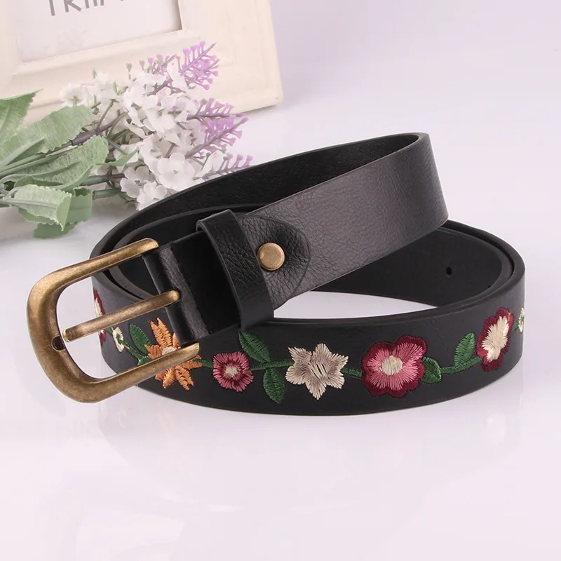 

New Style Embroidery Flower Decoration Ladies Belt Retro Belt Fashion Women Classical Chinese Style