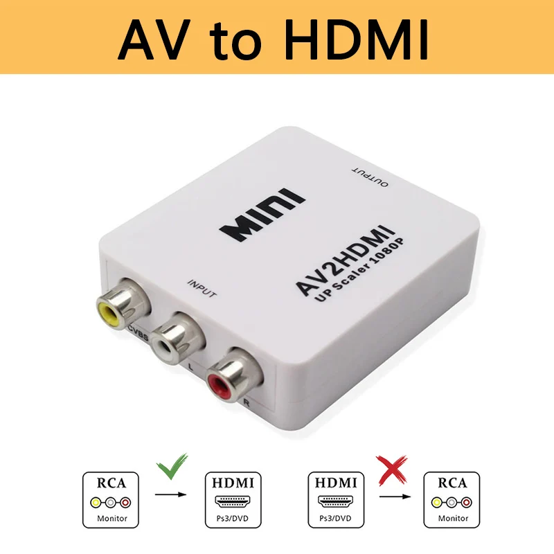 AV2HDMI конвертер AV 3RCA композитный L/R к HDMI адаптер видео Box 1080P Поддержка NTSC PAL для HDTV PS3
