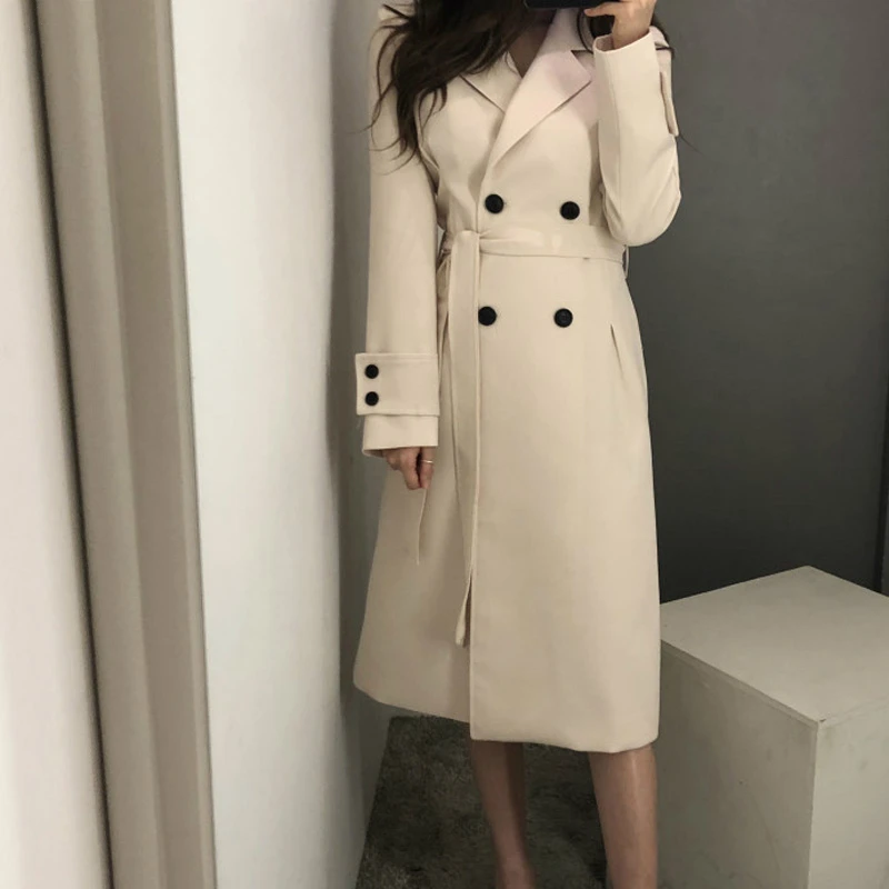 Женское двубортное пальто с отложным воротником зима 2019 | Женская одежда