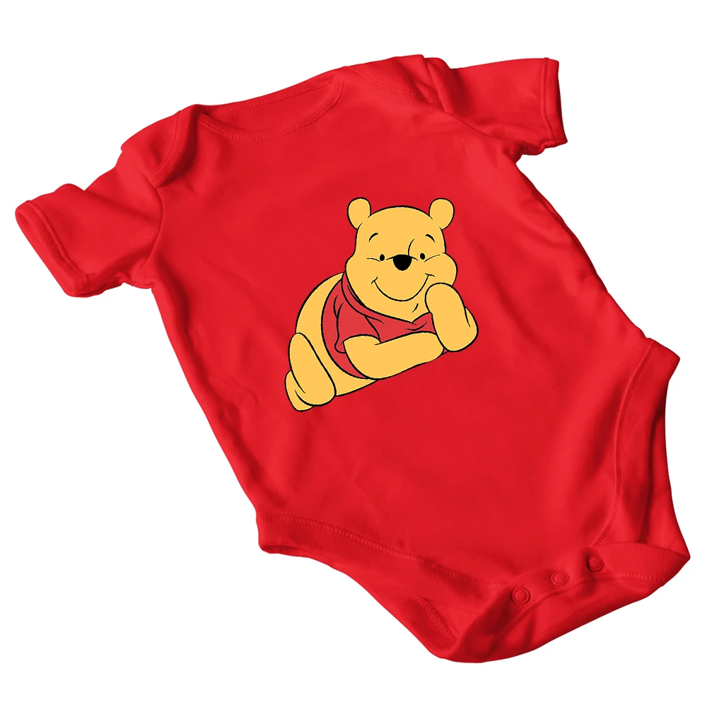 Pooh Bear Print Cartoon Cute Newborn Baby Rompers Disney Winnie the Pooh Baby Girl Clothes Harajuku Casual Ropa Bebe 0-24M