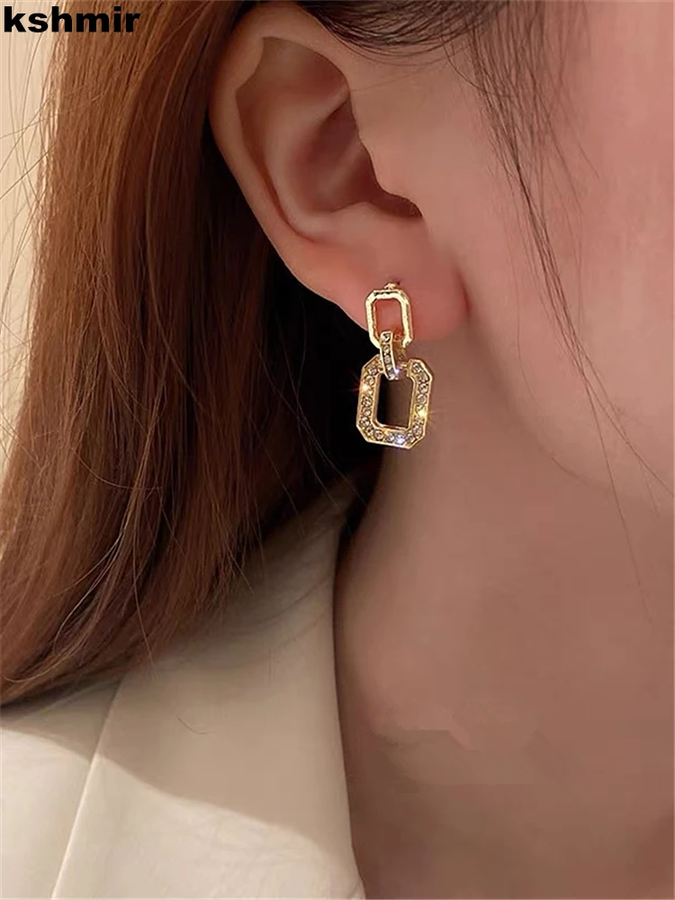

kshmir Geometric Square Earrings with micro-inlaid zirconia, Ladies Luxury, 2021, Korean Jewelry, Party Fashion, Girls, Earrings