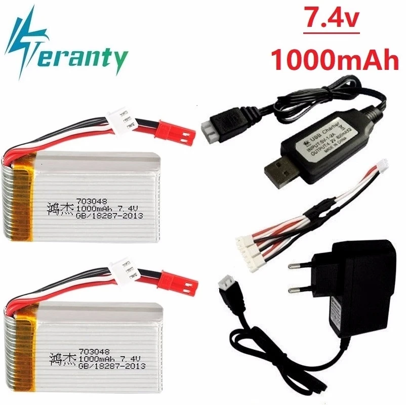 Оригинальный аккумулятор 1000 мАч 703048 7 4 В Lipo для MJXRC X600 U829A U829X F46 X601H JXD391 FT007 RC toys +