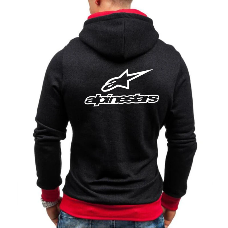 

Autumn Oblique Zipper Hoodie Men's ALPINESTARS Trendy Brand Printing Multi-Color Easy Stitching Casual Pullover
