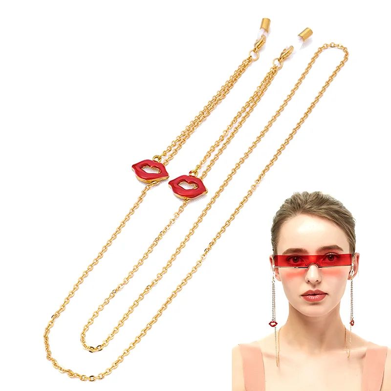 

Metal Lip Pendant Glasses Chain Reading Sunglass Lanyard Holder Ear Hanging Rope Vintage Mouth Pendant Rope Glasses Chain