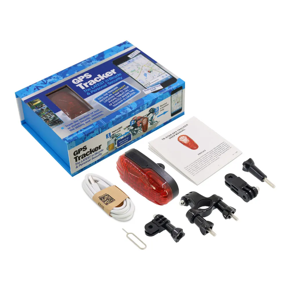 Tracker With Box Велосипедный gps-трекер TK906 велосипедная лампа gps трекер длительное время ожидания водонепроницаемый SOS сверхскоростная велосипедная сигнализация локатор пожизненная платформа - Цвет: Tracker With Box