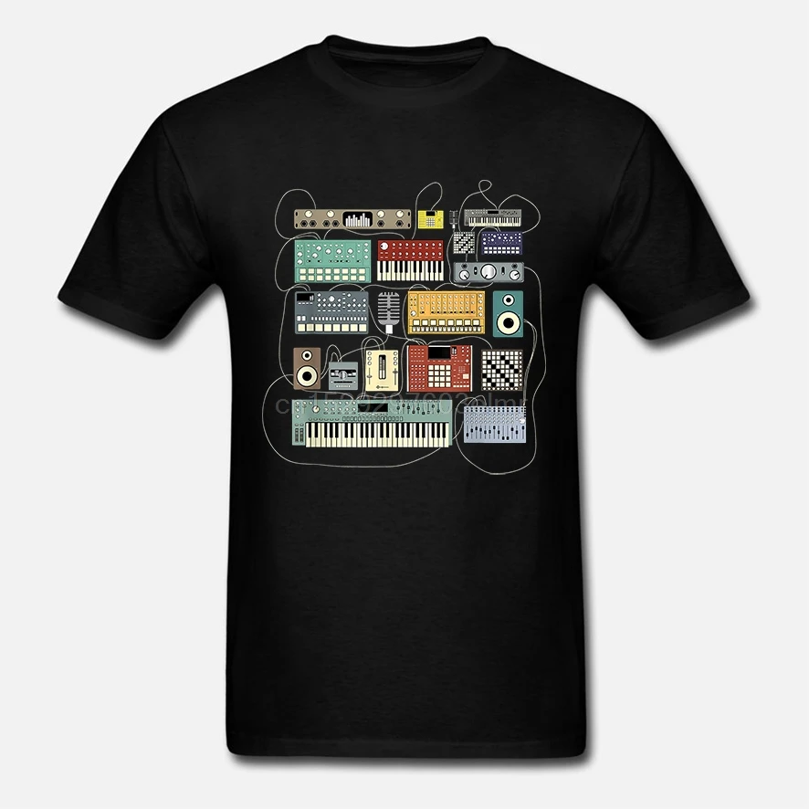 Мужская забавная футболка модная электронный музыкант синтезатор и барабанная