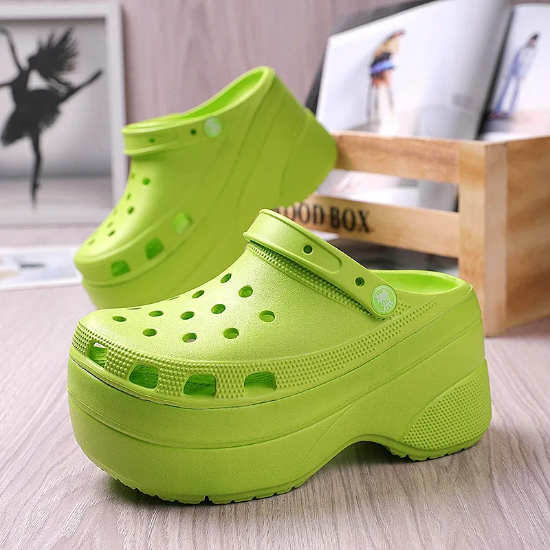 

Summer green thick-soled high-heeled sandals women's non-slip wedges plus fashionable garden shoes