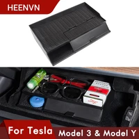 heenvn 2021 new model3 car central armrest box for tesla model 3 s x y accessories stowing tidying glove box double storey 2020