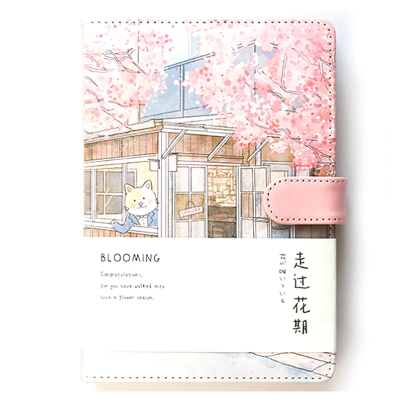 

Creative Agenda Romance Cherry Blossom Notebook Illustration Grid Hand-Painted School Diary Office Supplies Files-Cherry