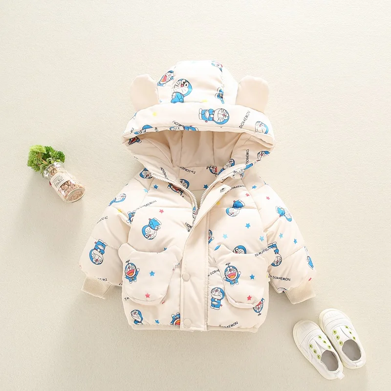 

Baby Doraemon Winter Jacket Baby Cotton-padded Coat Boys Girls Clothing Child Winter Thickening Fleece Boys Girls Outwear