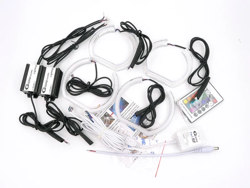 

For BMW 3 Series E90 E91 E92 E93 xenon headlight RF remote Bluetooth APP Multi-Color DTM Style RGB LED Angel Eyes halo rings