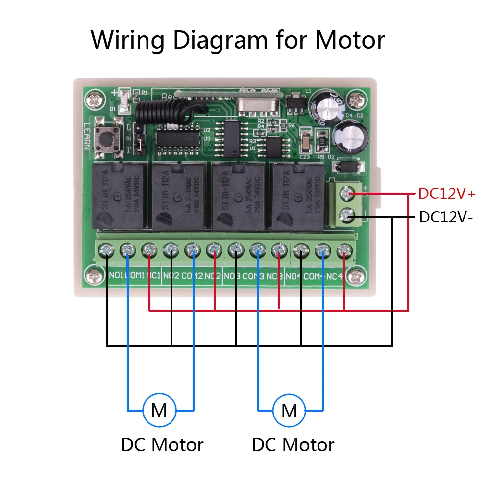 DC 5V 12V 4-канальный беспроводной пульт дистанционного управления 433Mhz RF