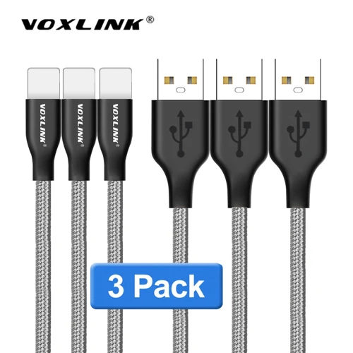 Grey-3Pack VOXLINK 3 шт USB кабель для iPhone x 8 8Plus 8pin usb кабель для зарядки и передачи данных для iPhone 7 7Plus 6 6s 5S SE iPad Air нейлоновый шнур для передачи данных - Цвет: Grey-3Pack